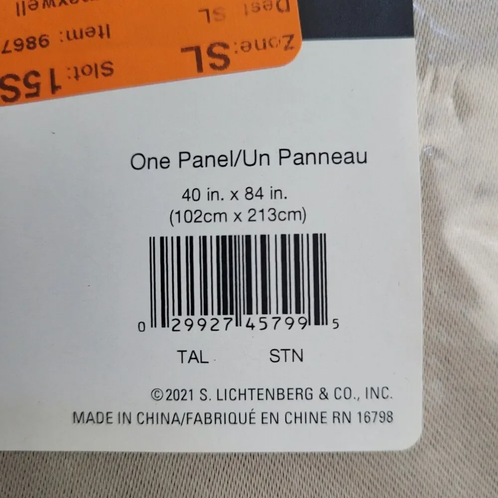 NEW Sun Zero Lichtenberg Grommet One Panel Color Stone 54 W in X 84 in L #CT3